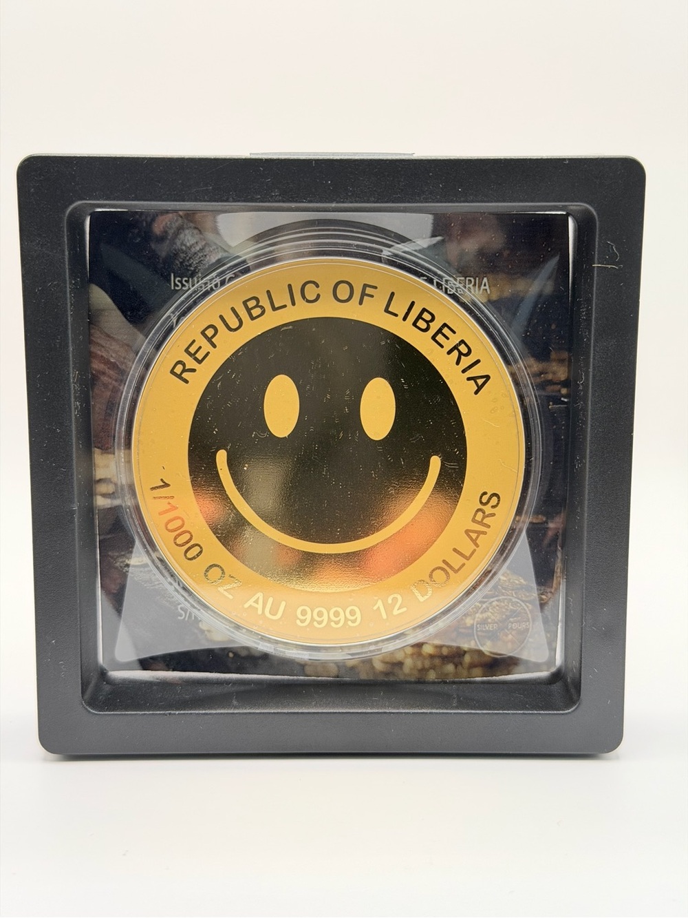2026 Republic of Liberia 1/1000 oz Gold Smiley Face Coin 12 Dollars OGP